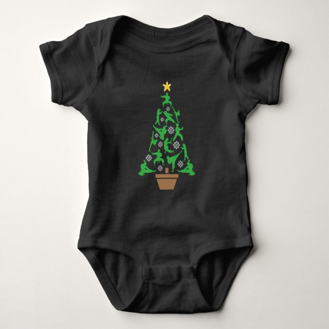 Women's Martial Arts - Girls Karate Christmas Tree Baby Bodysuit (Front)