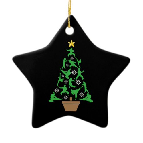 Women's Martial Arts - Girls Karate Christmas Tree Ceramic Ornament