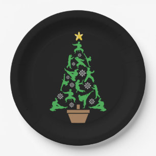 Women's Martial Arts - Girls Karate Christmas Tree Paper Plates