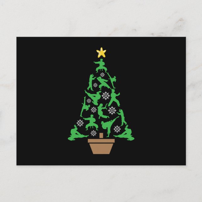 Women's Martial Arts - Girls Karate Christmas Tree Postcard (Front)
