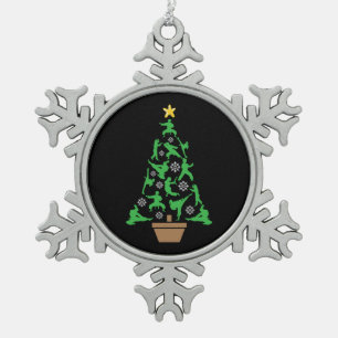 Women's Martial Arts - Girls Karate Christmas Tree Snowflake Pewter Christmas Ornament