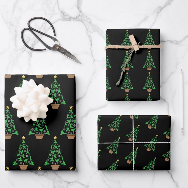 Women's Martial Arts - Girls Karate Christmas Tree Wrapping Paper Sheets (Front)