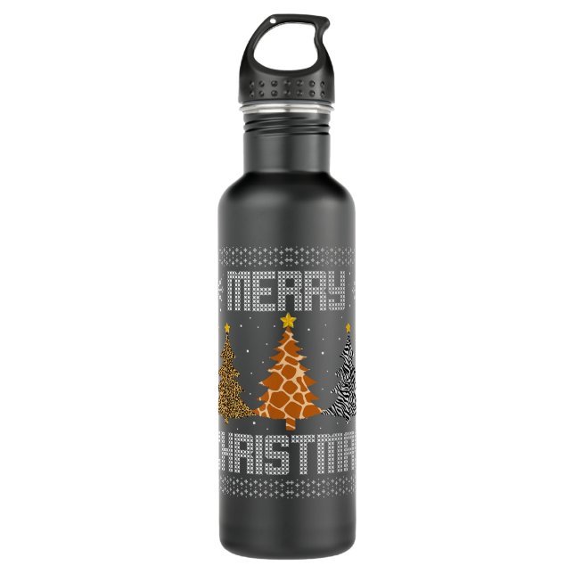 Womens Matching Family Group Stepfather Christmas  Stainless Steel Water Bottle (Front)
