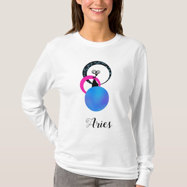 *~* Women's Maternity White Aries Zodiac Funny T-Shirt (Front)