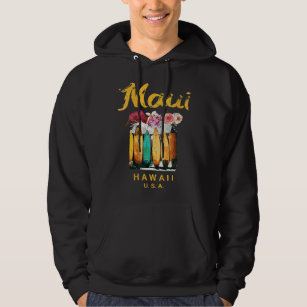 Womens Maui Hawaii Vintage Hawaiian Surfing Retro  Hoodie