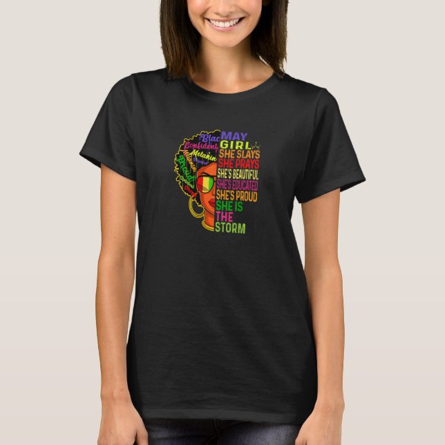 Womens May Birthday Girls  May Girl She Slays & Pr T-Shirt (Front)