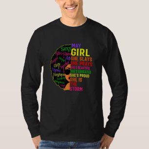 Womens May Girl She Slays & Prays May Birthday Gi T-Shirt