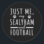 Womens Me My Sealyham And Football Mom Funny Dog L Classic Round Sticker<br><div class="desc">Womens Me My Sealyham And Football Mom Funny Dog Lover Humor</div>