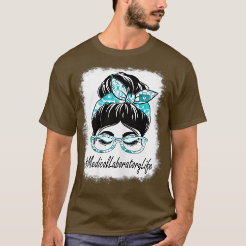 Womens Medical Laboratory Messy Bun Bleached World T_Shirt