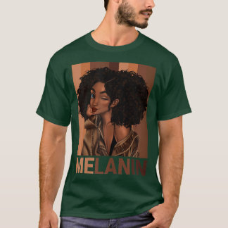 Womens Melanin Black Girls African Pride Black His T-Shirt