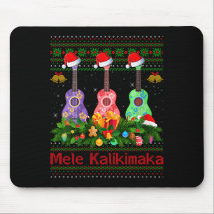 Womens Mele Kalikimaka Ukulele Guitar Ugly Xmas Sw Mouse Pad