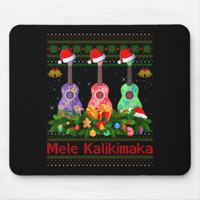 Womens Mele Kalikimaka Ukulele Guitar Ugly Xmas Sw Mouse Pad (Front)