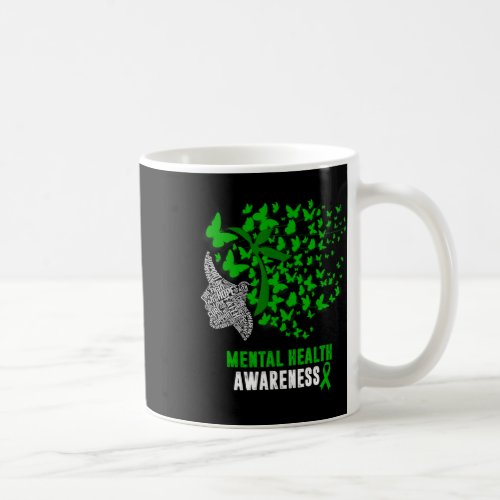 Womens Mental Health Awareness Butterflies Green R Coffee Mug