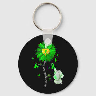 Womens Mental Health Awareness Cute Elephant Green Keychain