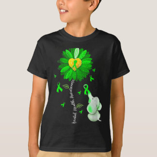 Womens Mental Health Awareness Cute Elephant Green T-Shirt
