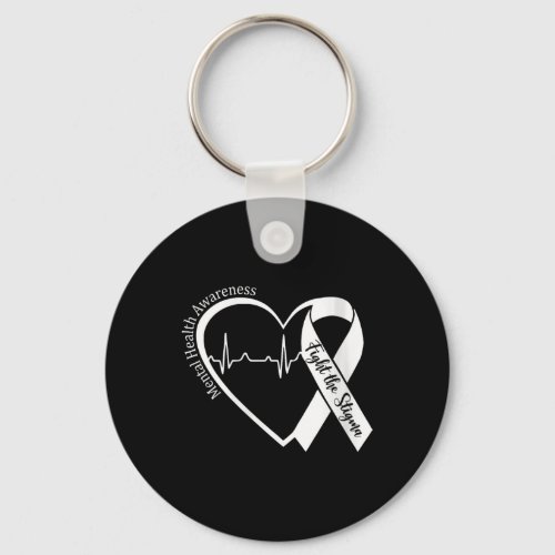 Womens Mental Health Awareness Heart Support Famil Keychain