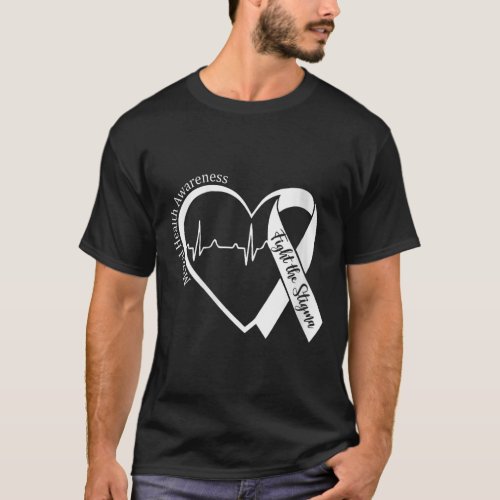 Womens Mental Health Awareness Heart Support Famil T_Shirt