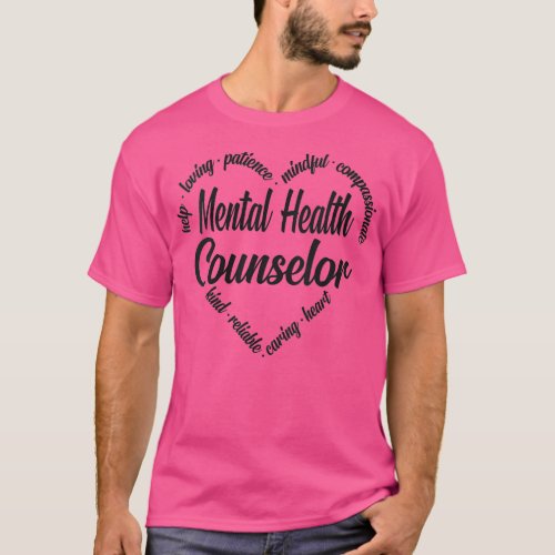 Womens Mental Health Counselor Heart Word Cloud VN T_Shirt