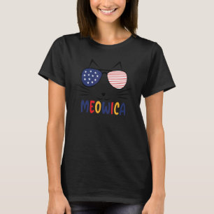 Womens Meowica Cat 4th Of July Merica Usa American T-Shirt