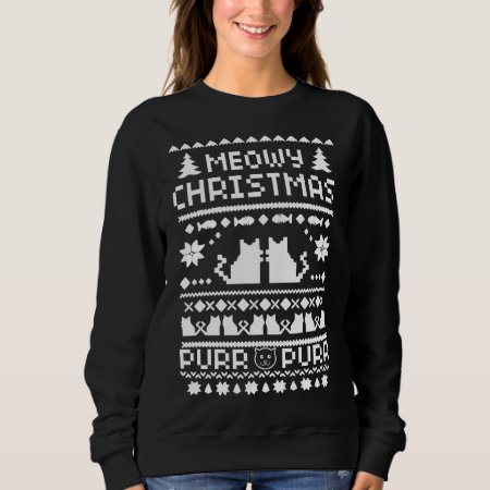 Women's Meowy Christmas Ugly Cat Christmas Sweater