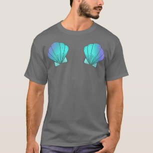 Womens Mermaid Fairy tale Aqua Blue Seashell Bra C T-Shirt