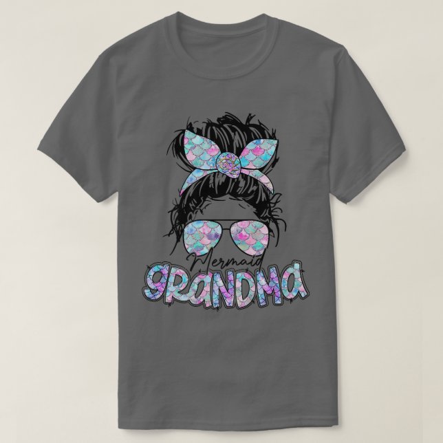 Womens Mermaid Grandma Messy Bun Hair Sunglasses B T-Shirt (Design Front)