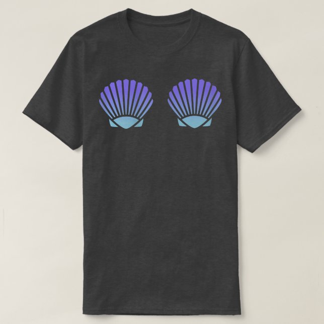 Womens Mermaid Seashell bra T-Shirt Top - Purple S (Design Front)