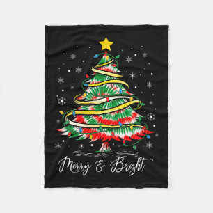 Womens Merry & Bright Merry Christmas Tree Tie Fleece Blanket