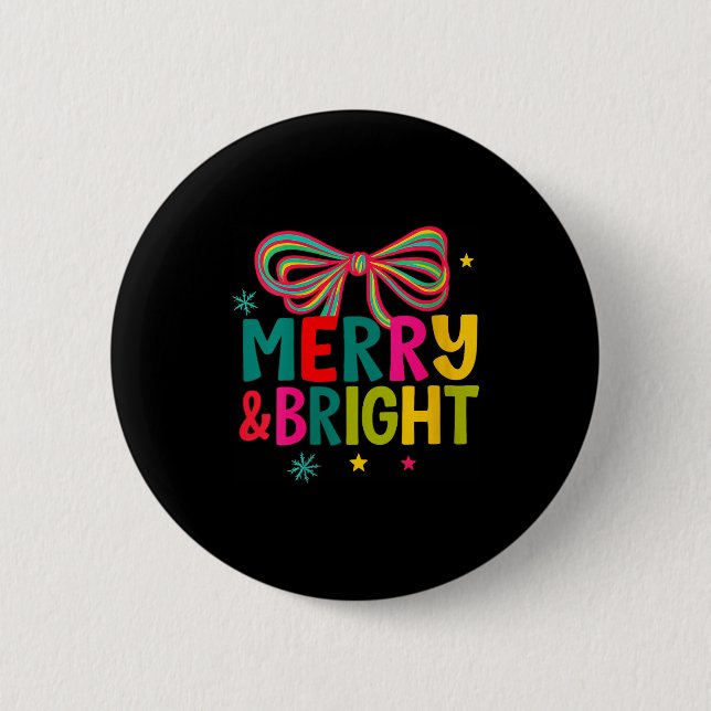 Womens Merry And Bright Christmas Crew 2025 Funny  Button (Front)