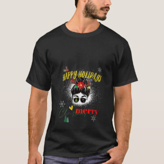 Womens Merry and Bright Seasons Greetings Happy Ho T-Shirt