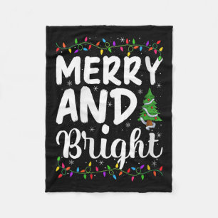 Womens Merry And Bright Xmas Lights Decor Holiday Fleece Blanket