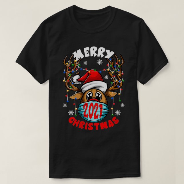 Womens Merry Christmas 2021 Rudolph Reindeer In Ma T-Shirt (Design Front)