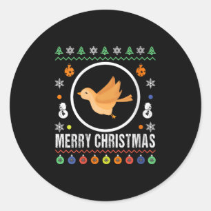 Womens Merry Christmas Bird Ugly Sweater Xmas Knit Classic Round Sticker