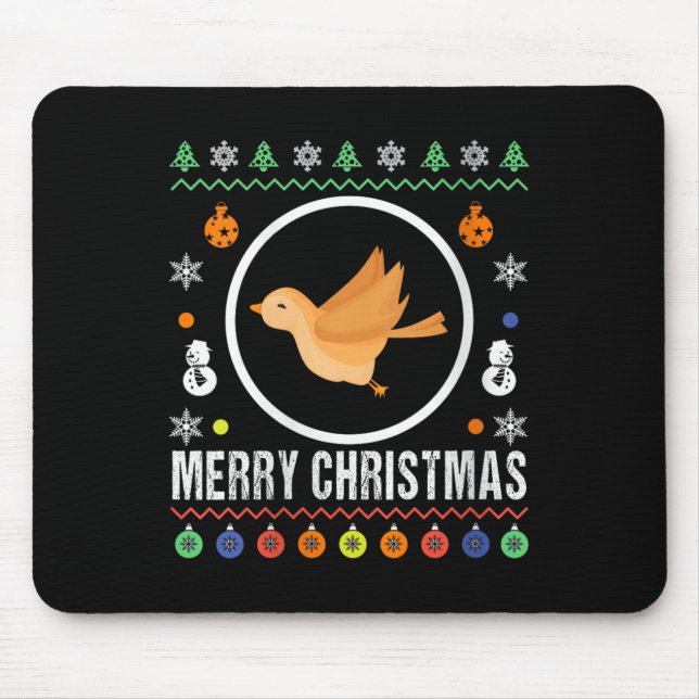 Womens Merry Christmas Bird Ugly Sweater Xmas Knit Mouse Pad (Front)