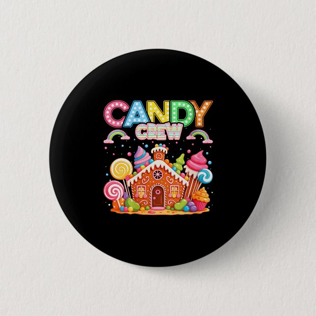 Womens Merry Christmas Candy Crew Squad Matching X Button (Front)
