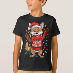 Womens Merry Christmas Fox Festive Woodland Winter T-Shirt