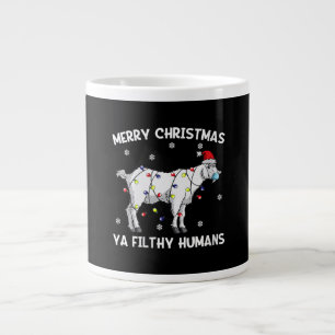 Womens Merry Christmas Goat Face Mask Goat Santa Giant Coffee Mug