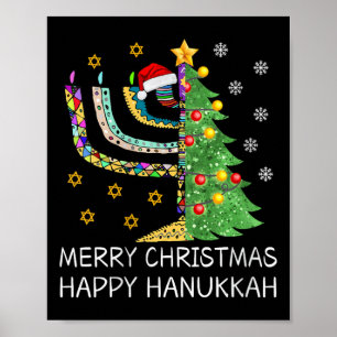 Womens Merry Christmas Happy Hanukkah Jewish Merry Poster