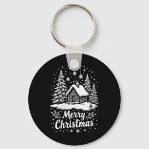 Womens Merry Christmas House Cute Matching Family Keychain