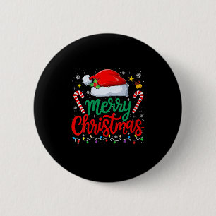 Womens Merry Christmas Lights Family Santa Hat Xma Button