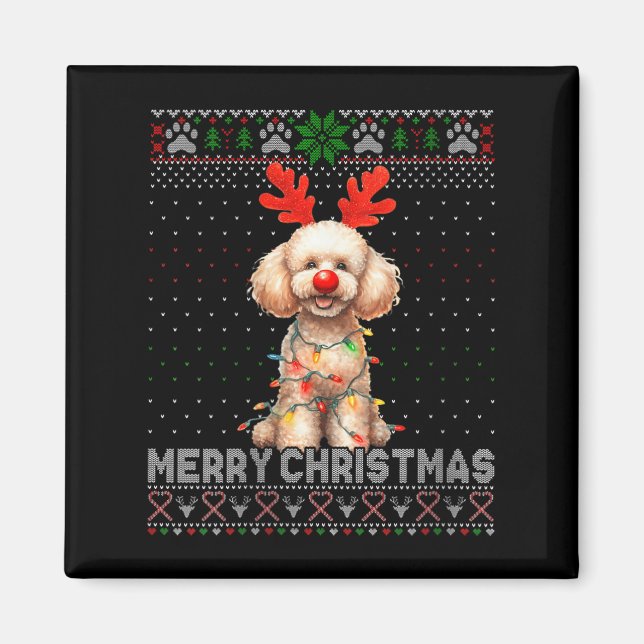 Womens Merry Christmas Poodle Dog Lover Ugly Xmas  Magnet (Front)