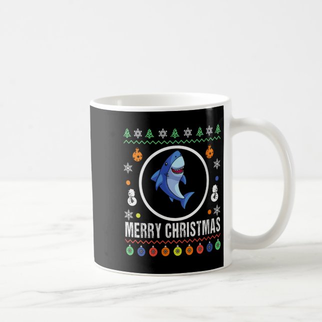 Womens Merry Christmas Shark Ugly Sweater Xmas Kni Coffee Mug (Right)