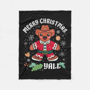 Womens Merry Christmas Yall Christmas Gingerbread Fleece Blanket