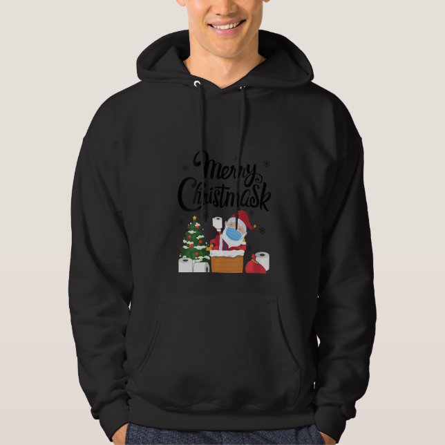 Womens Merry Christmask Funny Christmas Santa Clau Hoodie (Front)