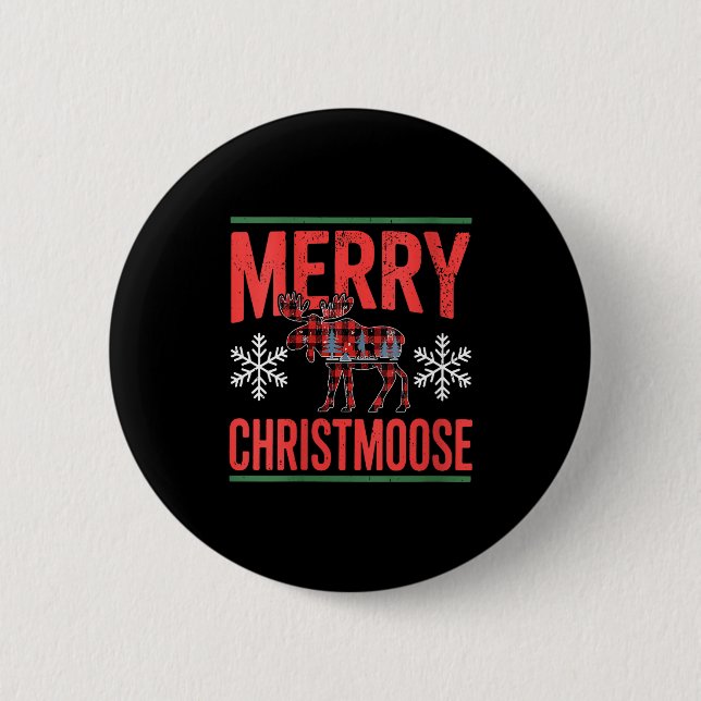 Womens Merry Christmoose Holiday Moose Ugly Sweate Button (Front)
