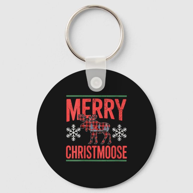 Womens Merry Christmoose Holiday Moose Ugly Sweate Keychain (Front)