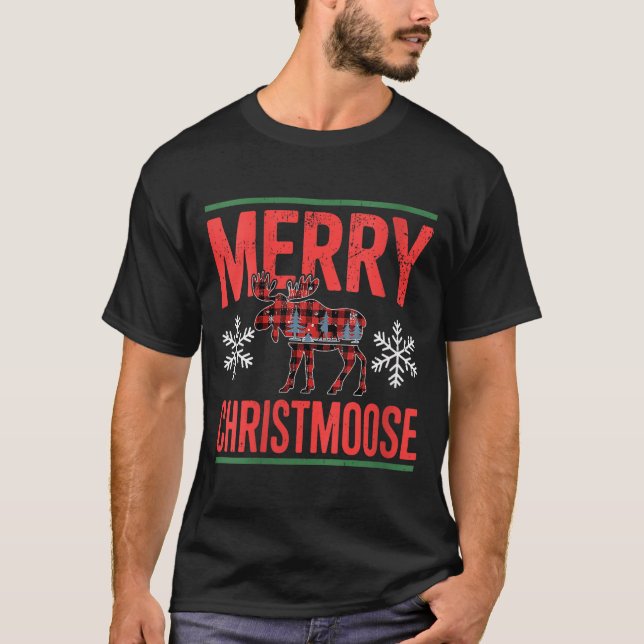 Womens Merry Christmoose Holiday Moose Ugly Sweate T-Shirt (Front)