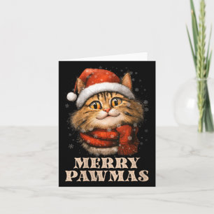 Womens Merry Pawmas Funny Santa Cat Christmas For Card