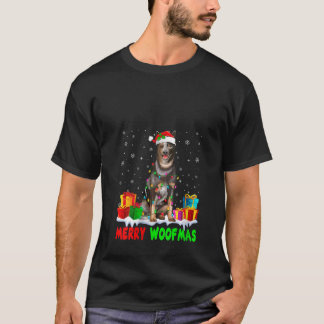 Womens Merry Woofmas Xmas Lights Cute Australian C T-Shirt