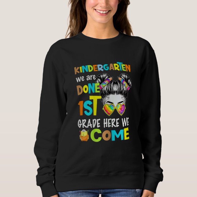 Womens Messy Bun Girl Glasses Pencil Kindergarten  Sweatshirt (Front)
